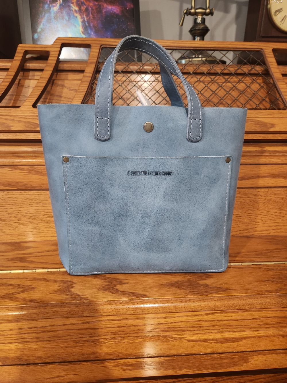 Portland Leather Aqua Mini CB Tote Bag